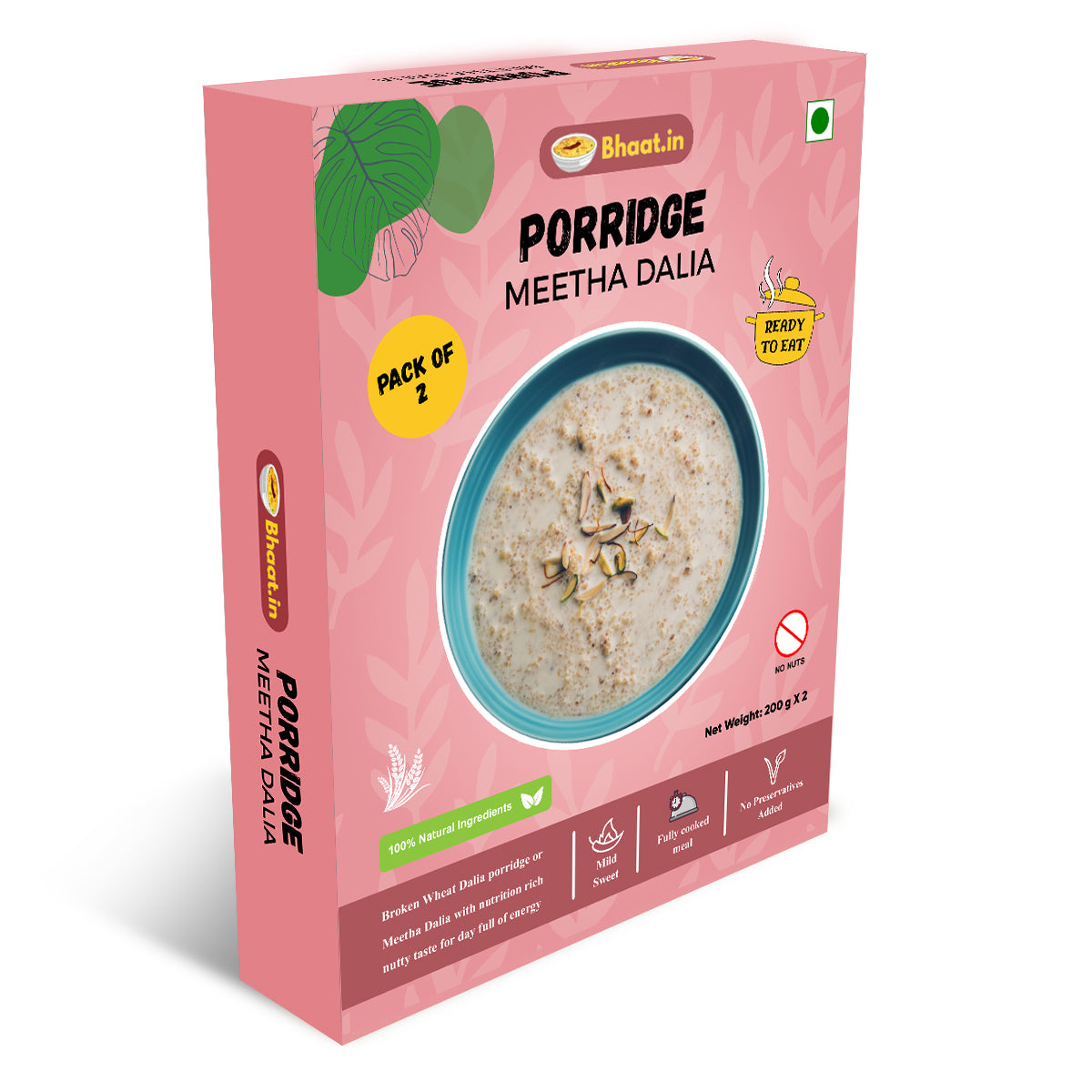 Pack of 2 - Ready to Eat |Porridge| TalBeena |Barley Millet Dalia